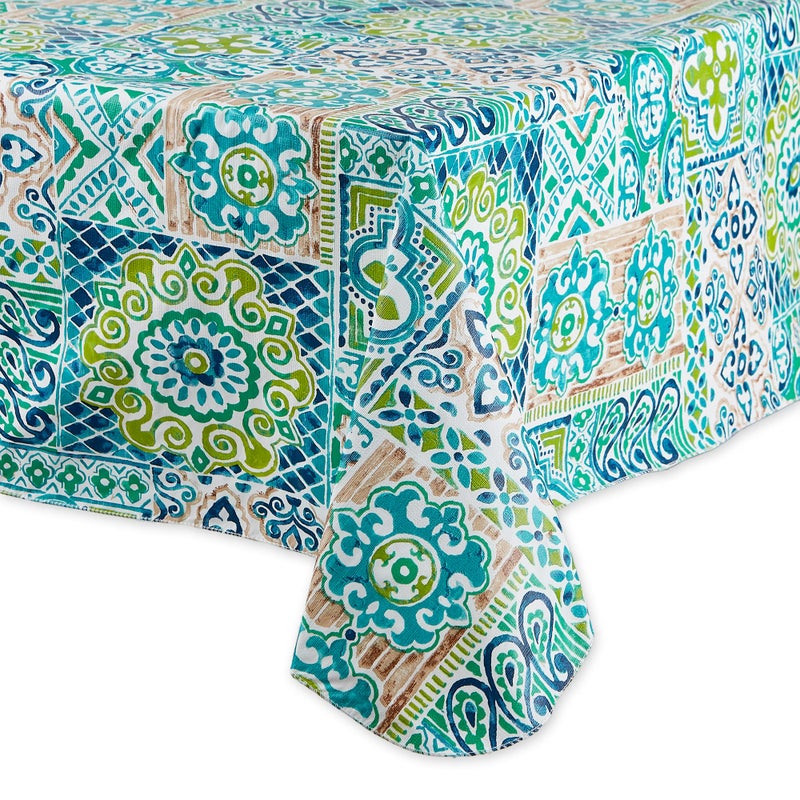 DII Spanish Tile Print Collection, Flannel Backed Tablecloth, 60 x 84, Multi Color - Image 2